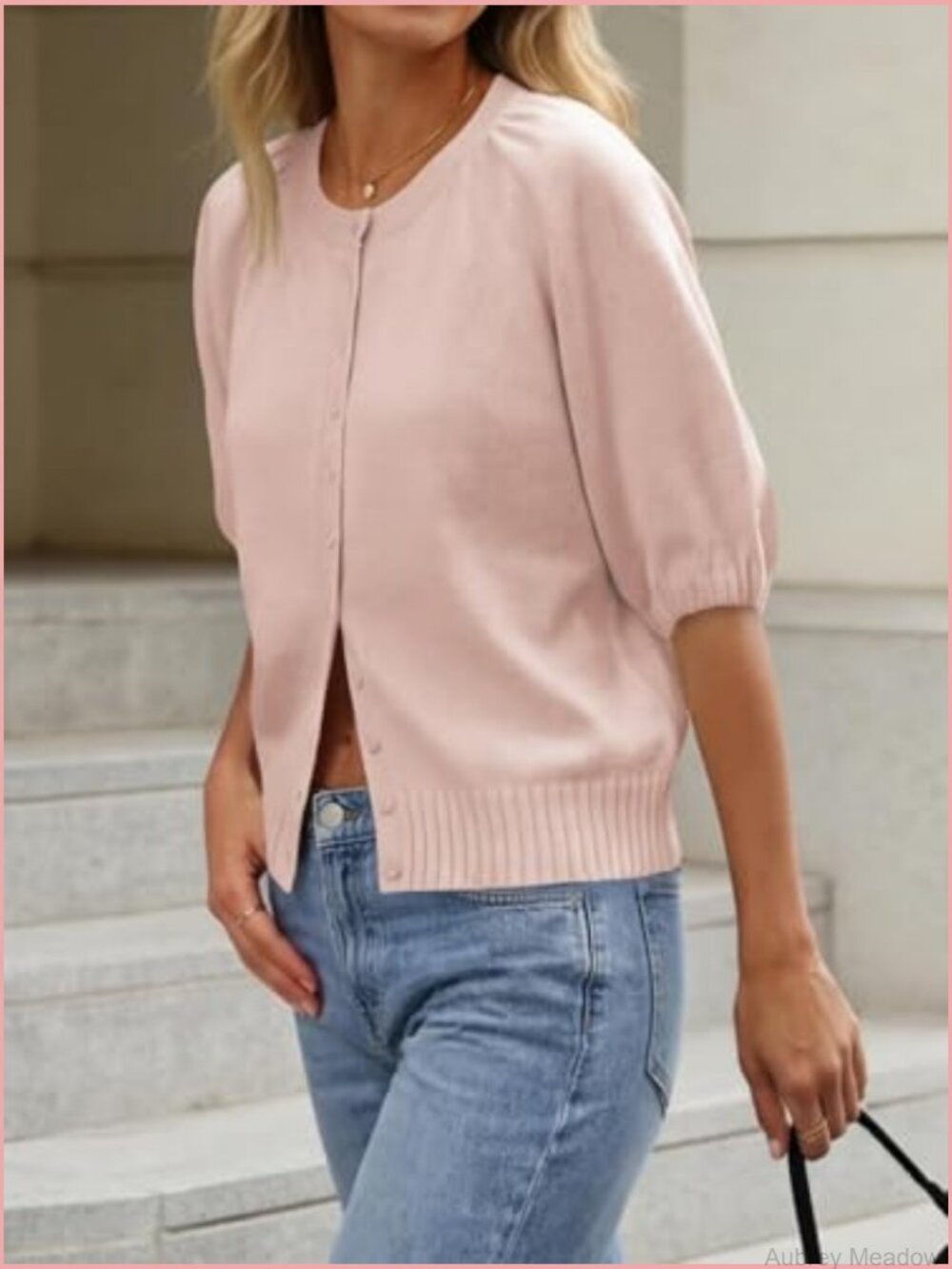 Lightweight Knit Short Sleeve Cardigan Button Down Sweater Tops - Picture 5 of 7